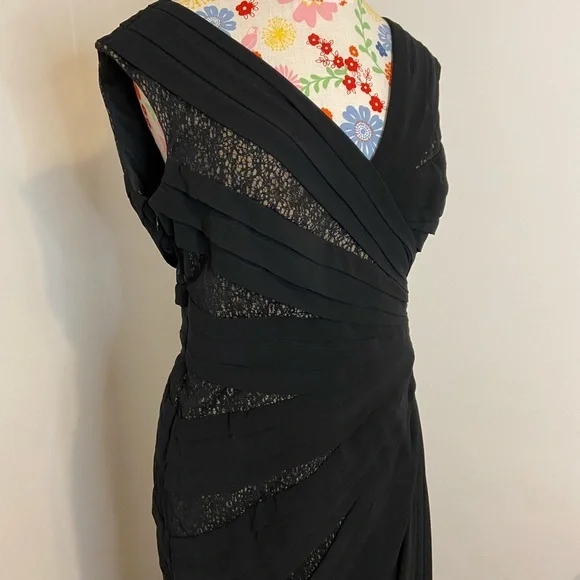 Tadashi Shoji Vintage Black Ruched Gown